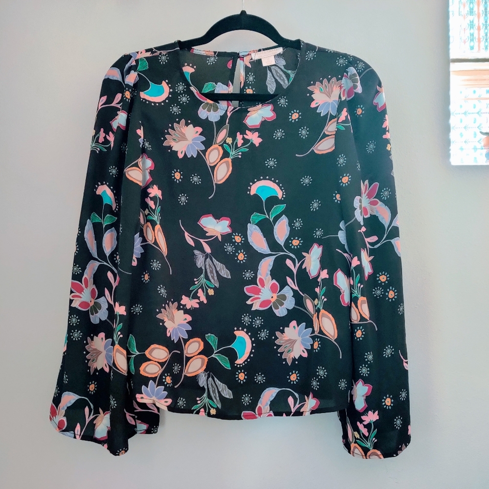 Donated: Finn & Grace Flare Sleeve Sheer Floral Blouse